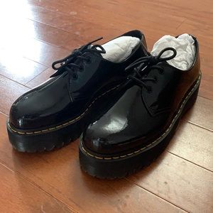 1461 Quad Black Patent Leather Platform Shoes